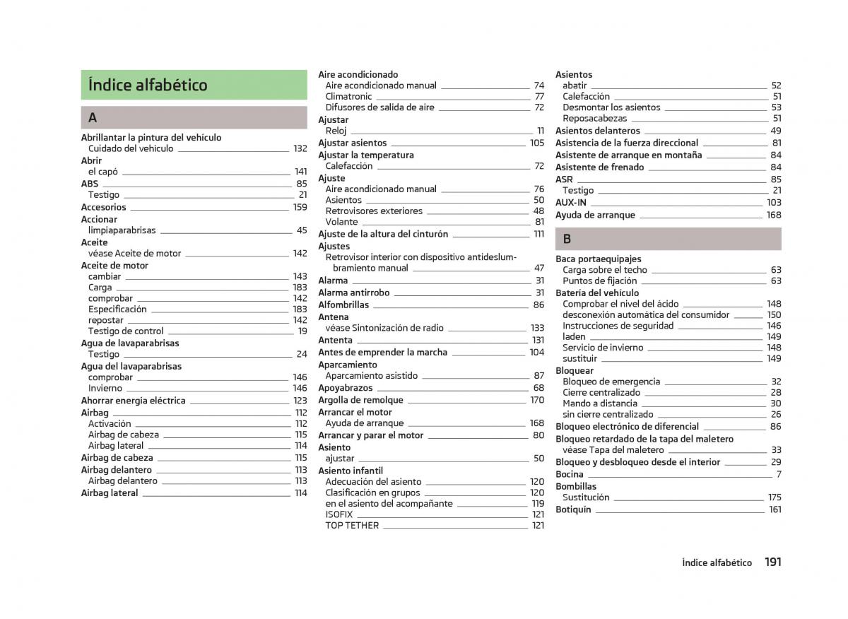 Skoda Fabia II 2 manual del propietario / page 193