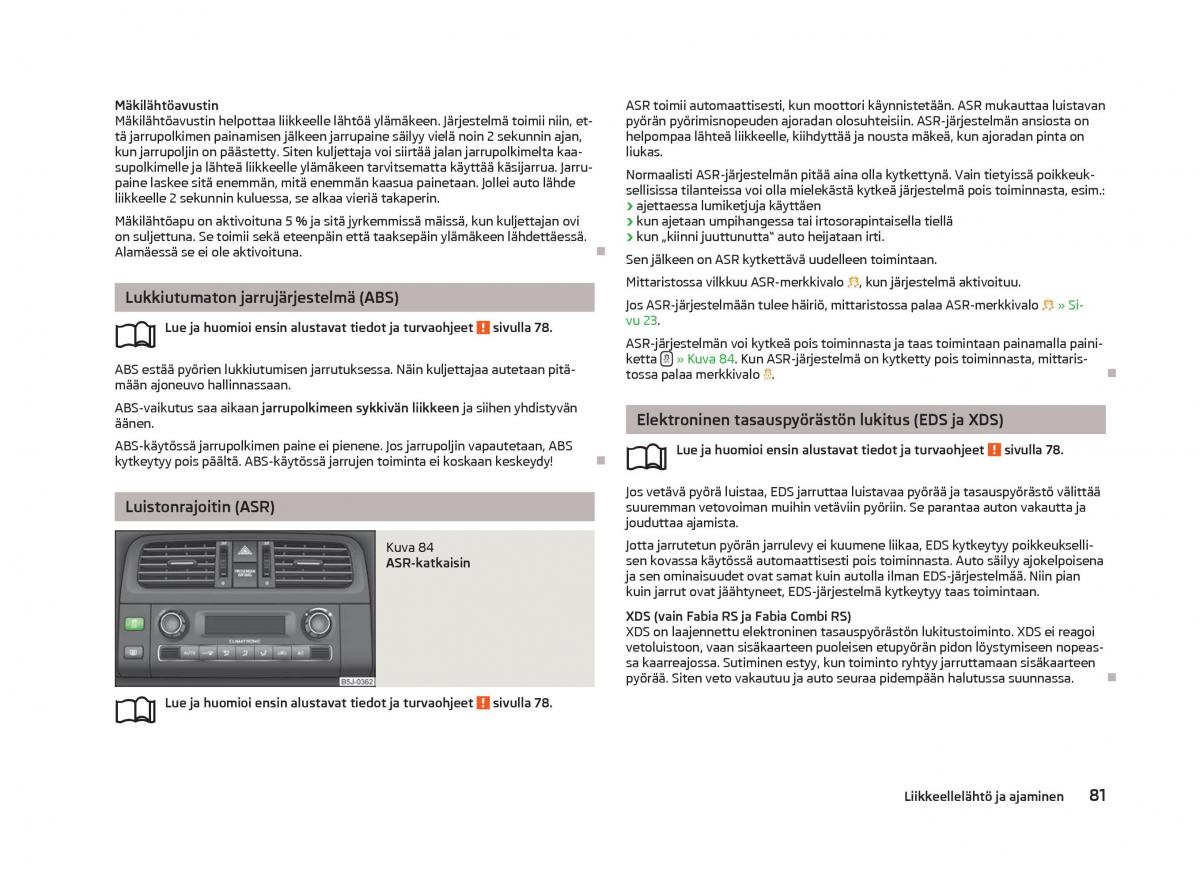 Skoda Fabia II 2 omistajan kasikirja / page 83