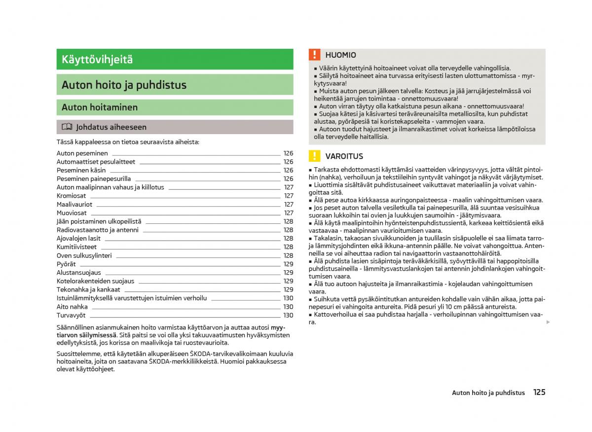 Skoda Fabia II 2 omistajan kasikirja / page 127