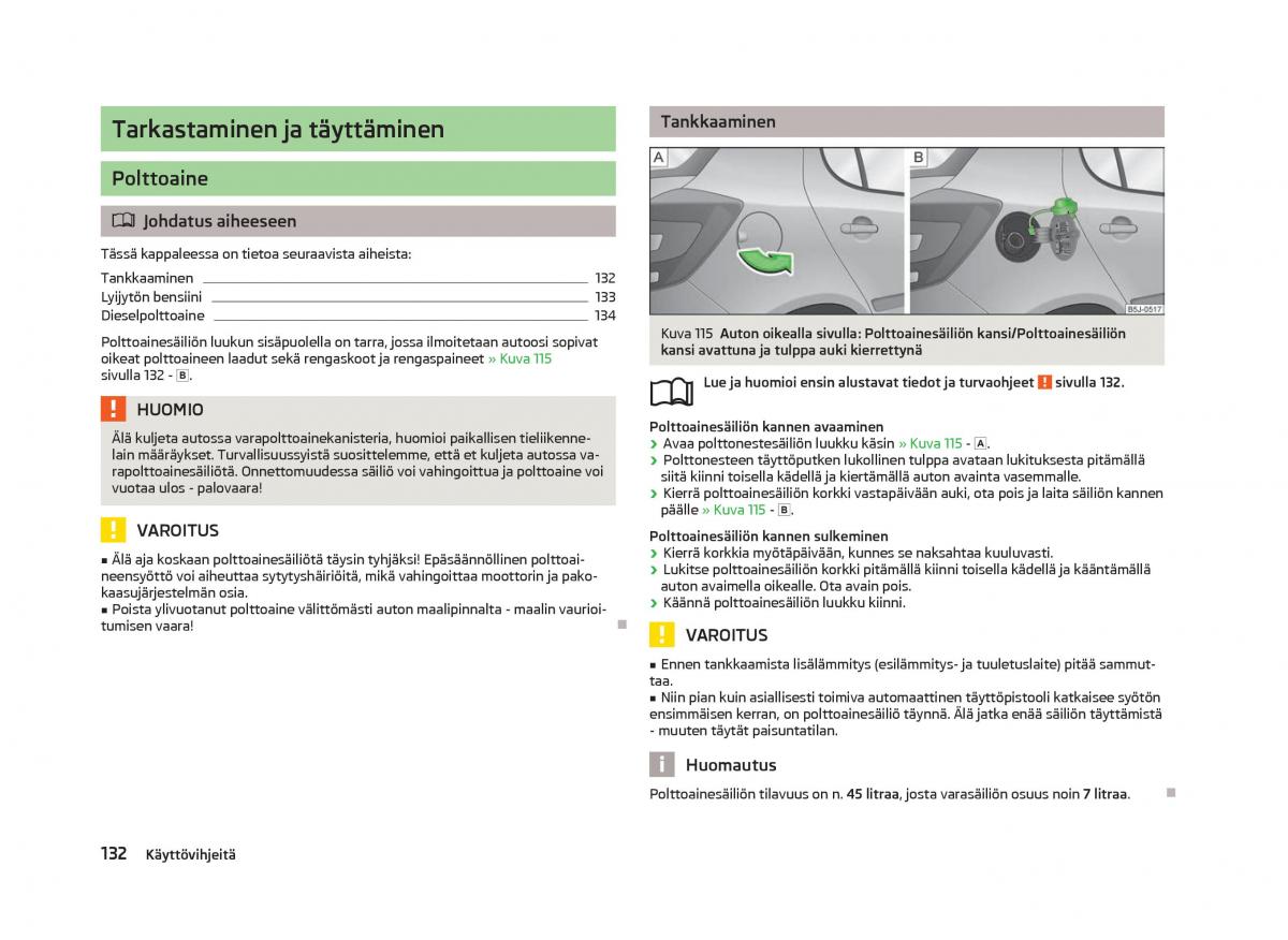 Skoda Fabia II 2 omistajan kasikirja / page 134