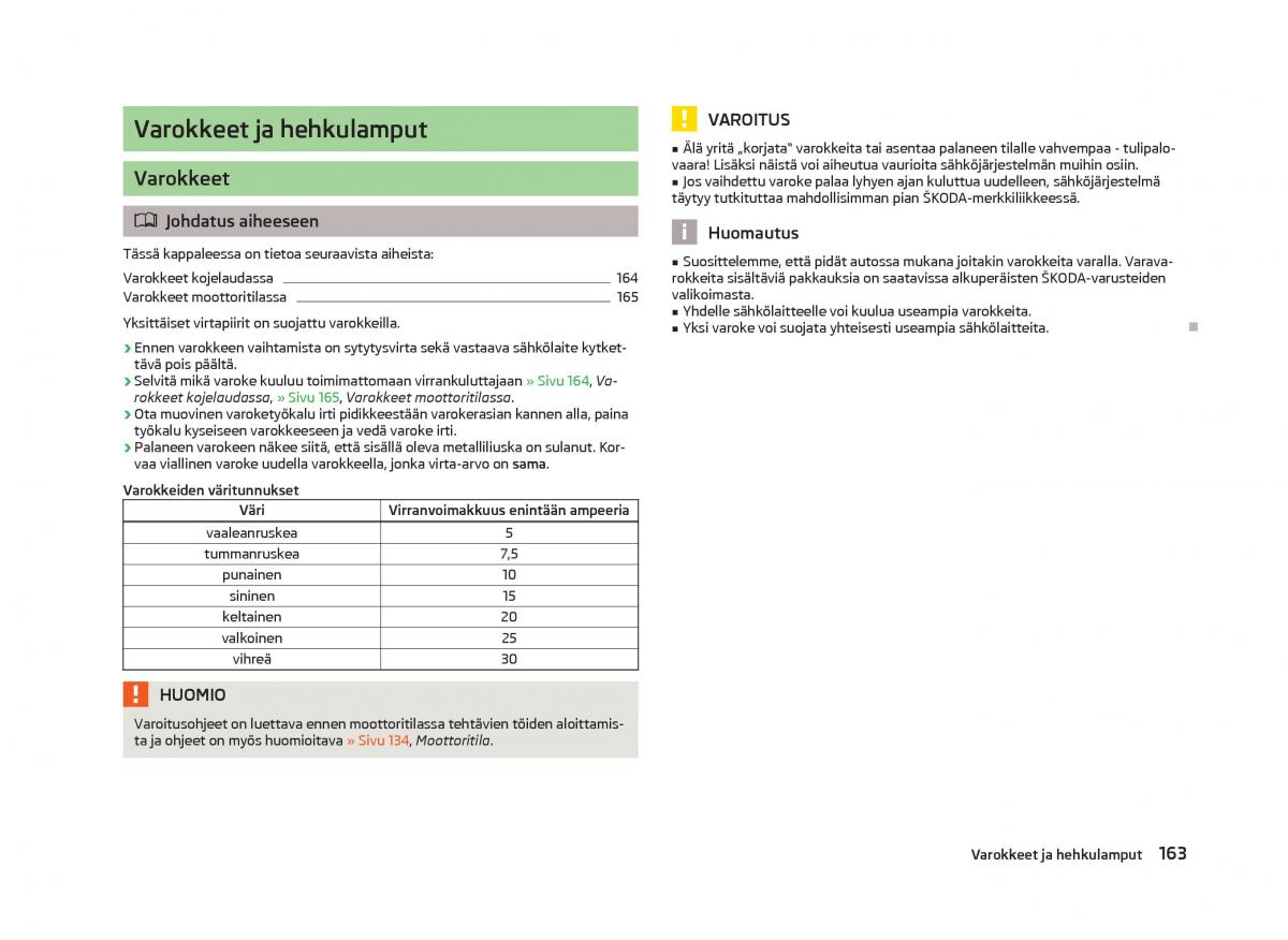 Skoda Fabia II 2 omistajan kasikirja / page 165