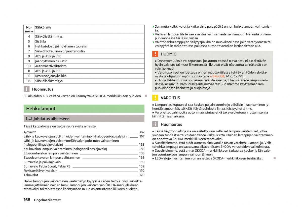 Skoda Fabia II 2 omistajan kasikirja / page 168