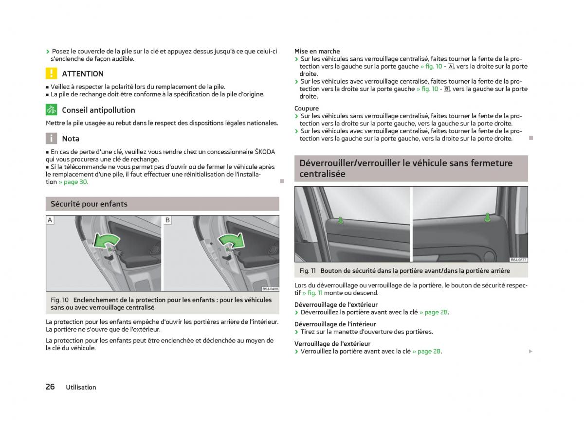 Skoda Fabia II 2 manuel du proprietaire / page 28