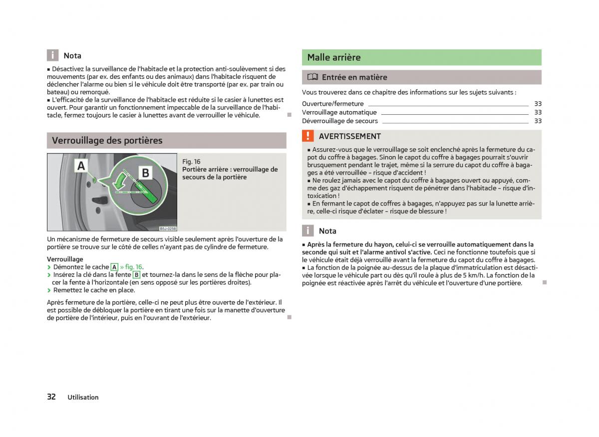 Skoda Fabia II 2 manuel du proprietaire / page 34