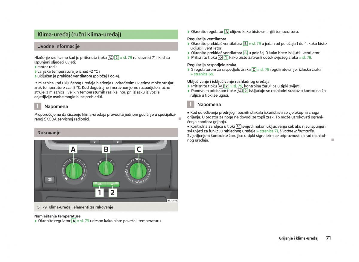 Skoda Fabia II 2 vlasnicko uputstvo / page 73