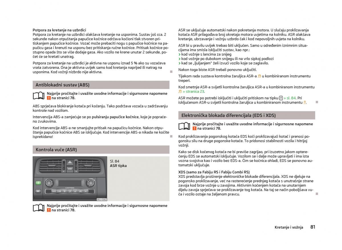 Skoda Fabia II 2 vlasnicko uputstvo / page 83