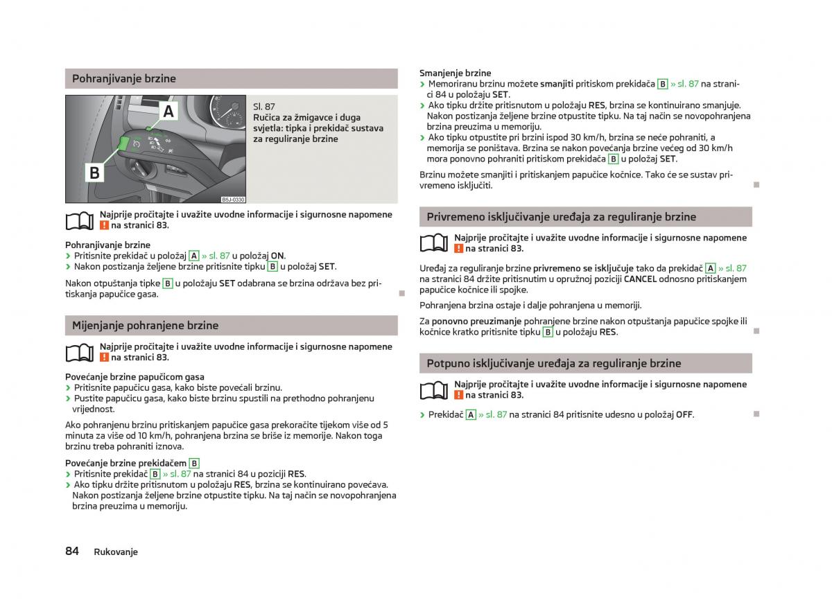 Skoda Fabia II 2 vlasnicko uputstvo / page 86