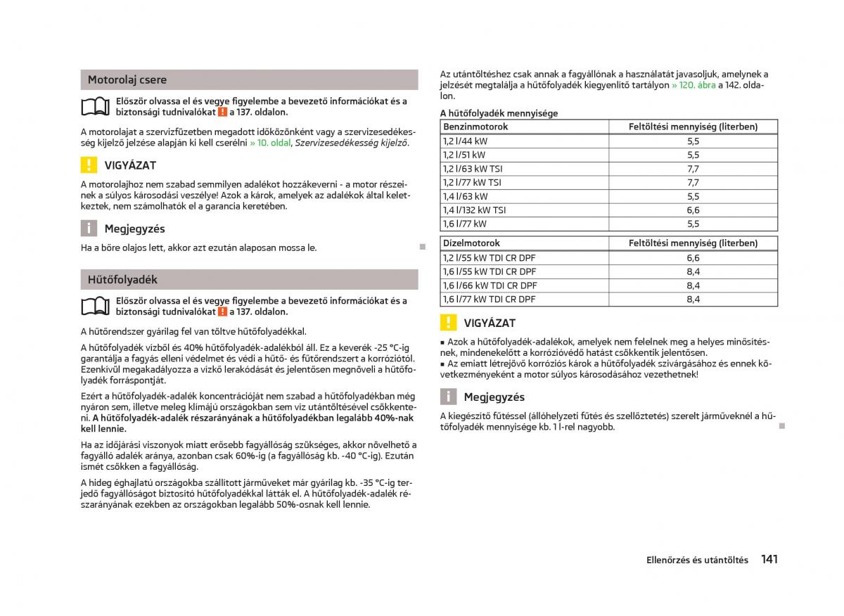 Skoda Fabia II 2 Kezelesi utmutato / page 143