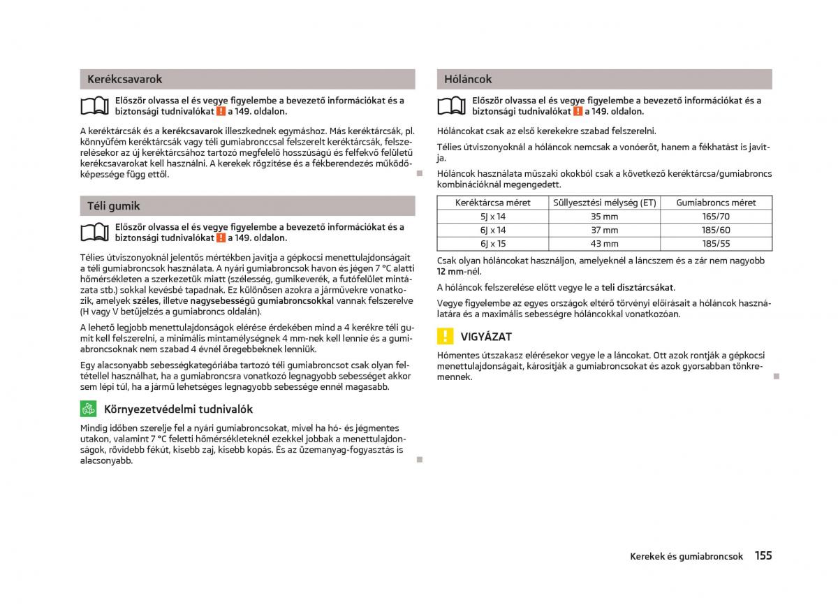 Skoda Fabia II 2 Kezelesi utmutato / page 157