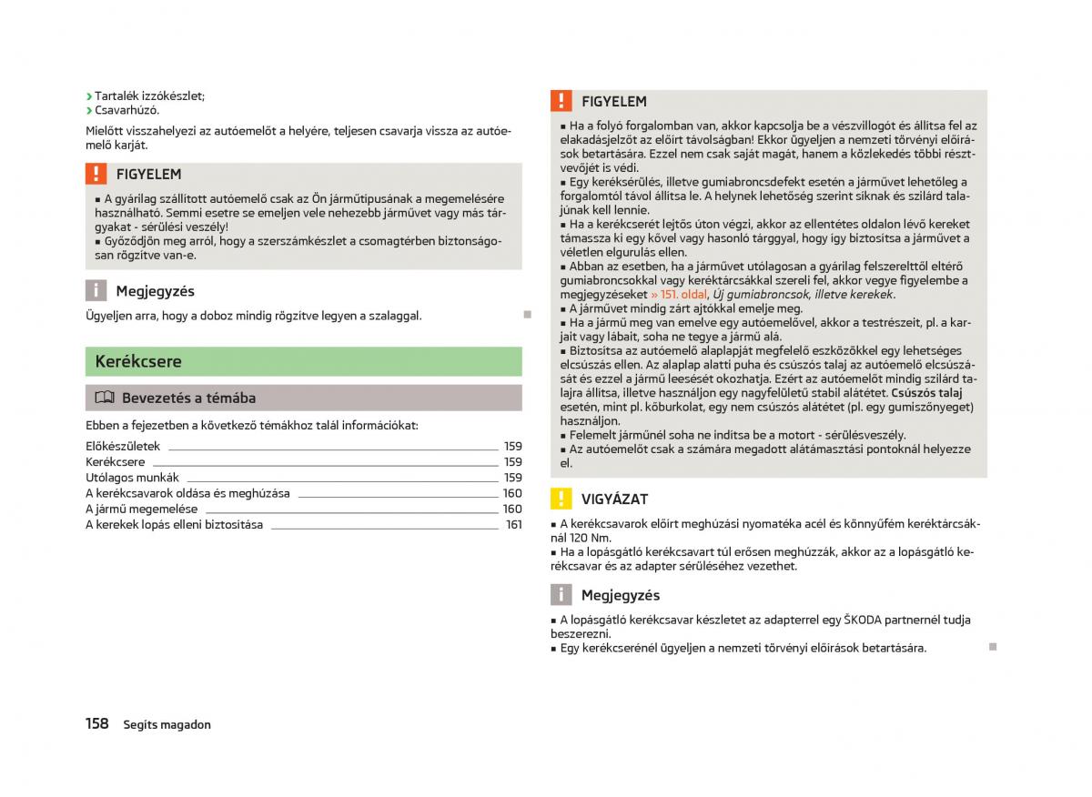 Skoda Fabia II 2 Kezelesi utmutato / page 160
