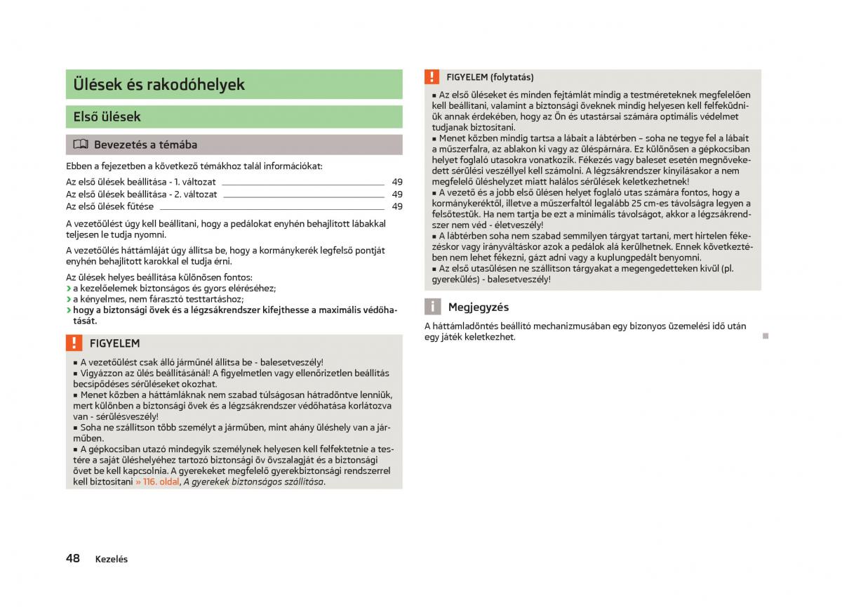 Skoda Fabia II 2 Kezelesi utmutato / page 50