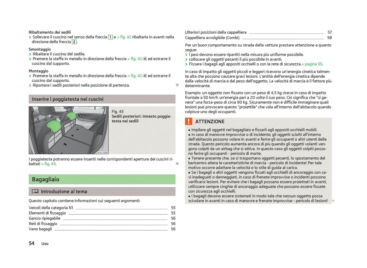 Skoda Fabia II 2 manuale del proprietario / page 56