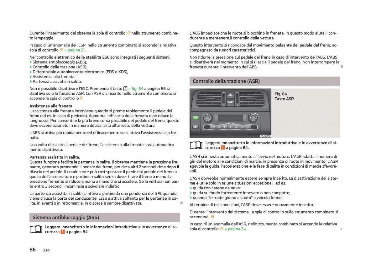 Skoda Fabia II 2 manuale del proprietario / page 88