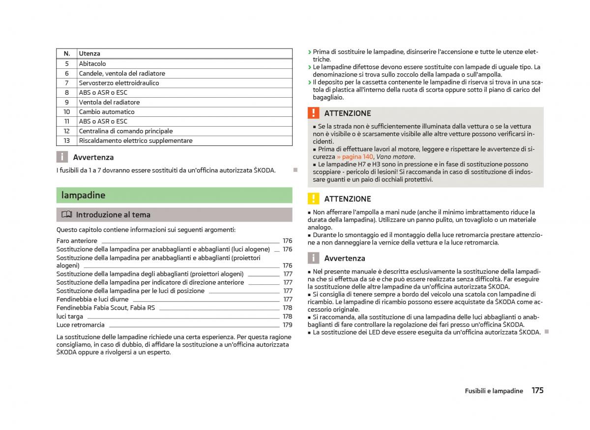 Skoda Fabia II 2 manuale del proprietario / page 177