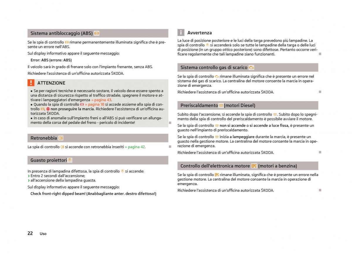 Skoda Fabia II 2 manuale del proprietario / page 24