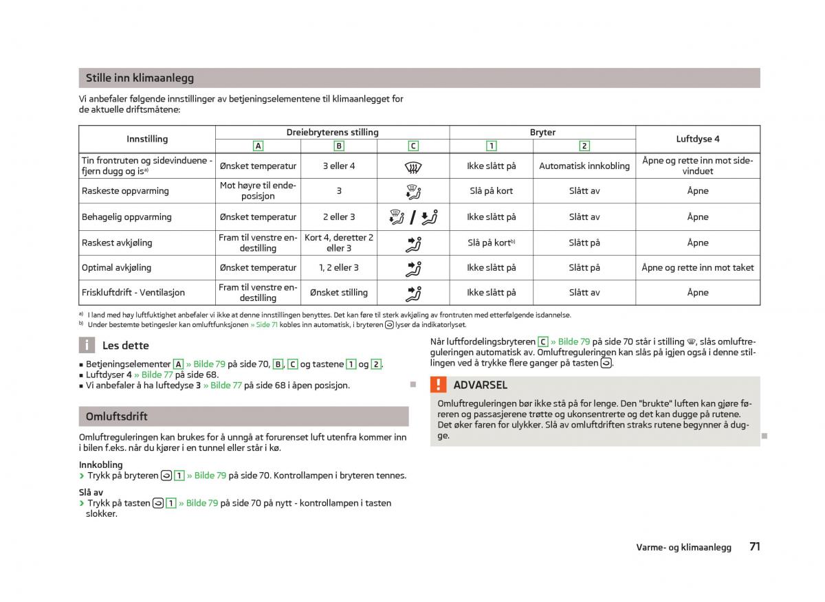 Skoda Fabia II 2 bruksanvisningen / page 73