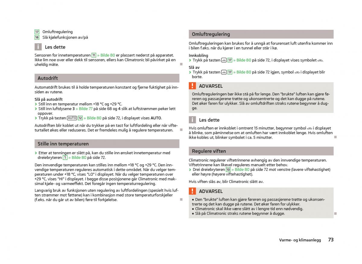 Skoda Fabia II 2 bruksanvisningen / page 75