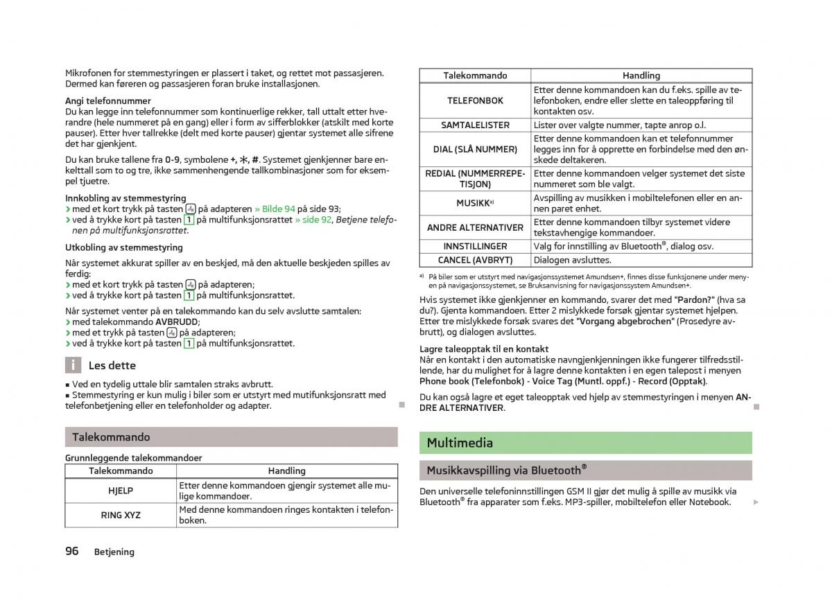 Skoda Fabia II 2 bruksanvisningen / page 98