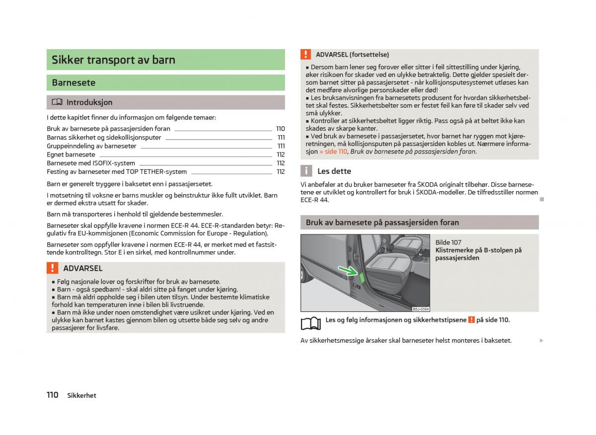 Skoda Fabia II 2 bruksanvisningen / page 112