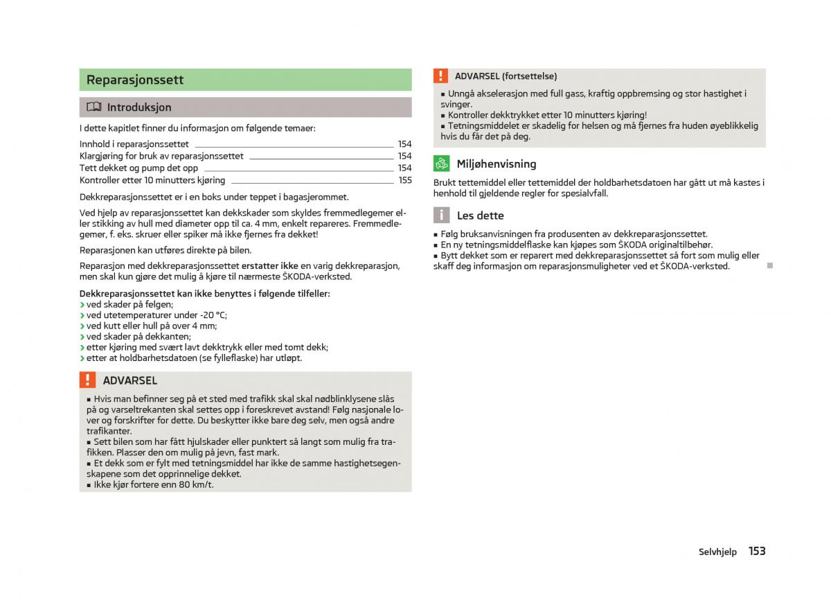 Skoda Fabia II 2 bruksanvisningen / page 155