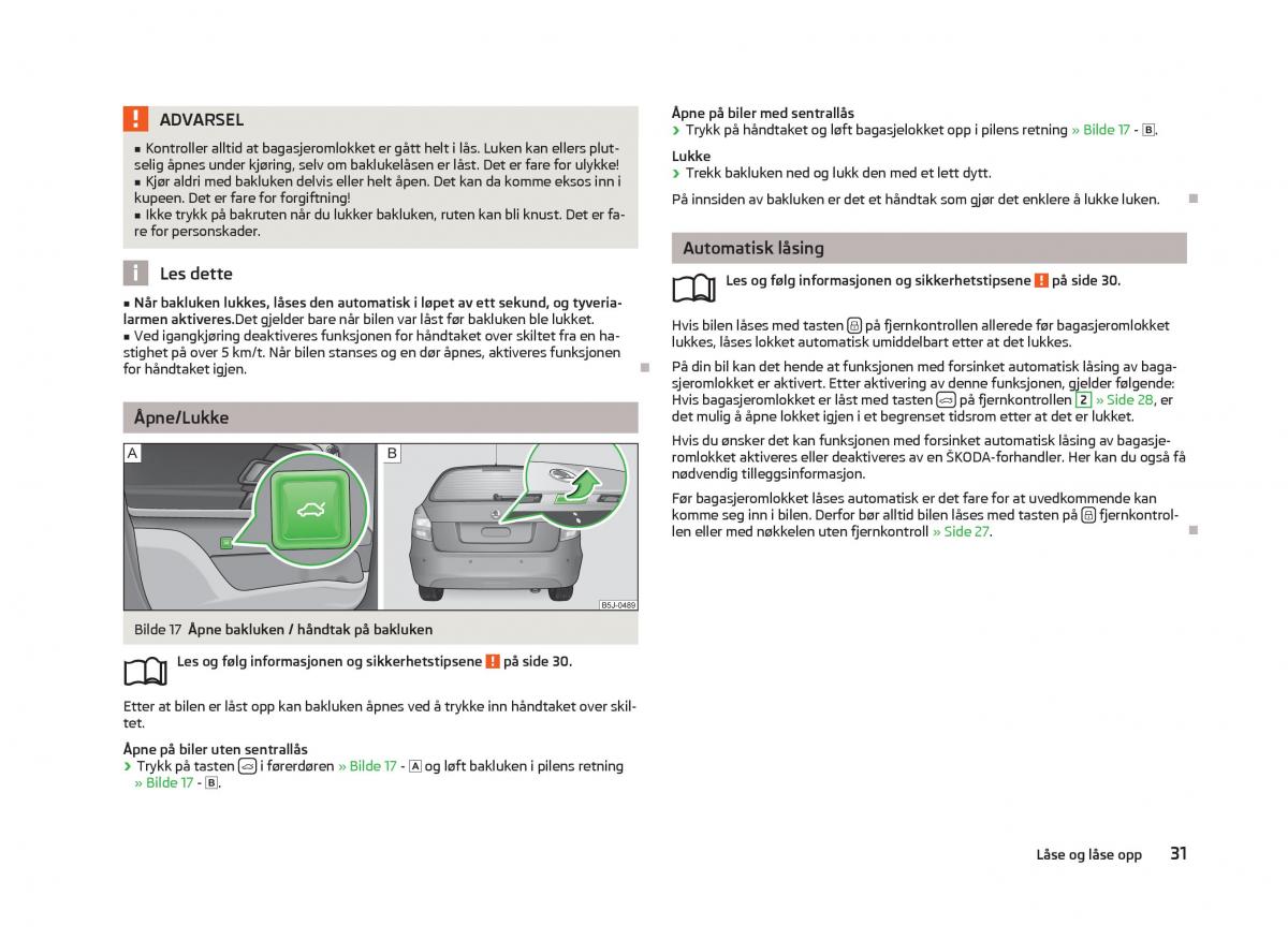 Skoda Fabia II 2 bruksanvisningen / page 33