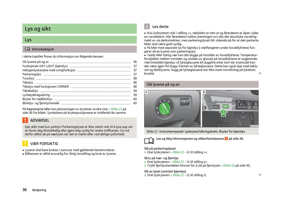 Skoda Fabia II 2 bruksanvisningen / page 38