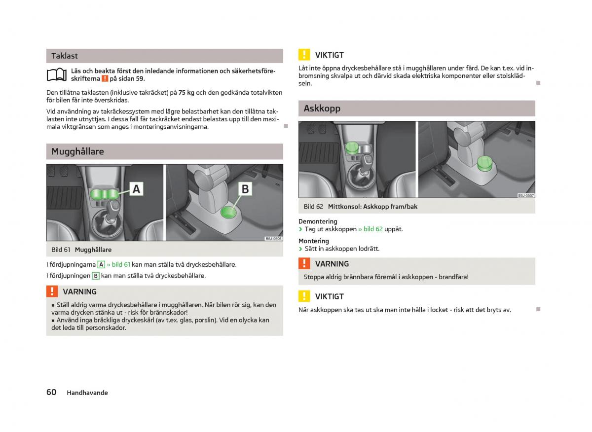 Skoda Fabia II 2 instruktionsbok / page 62