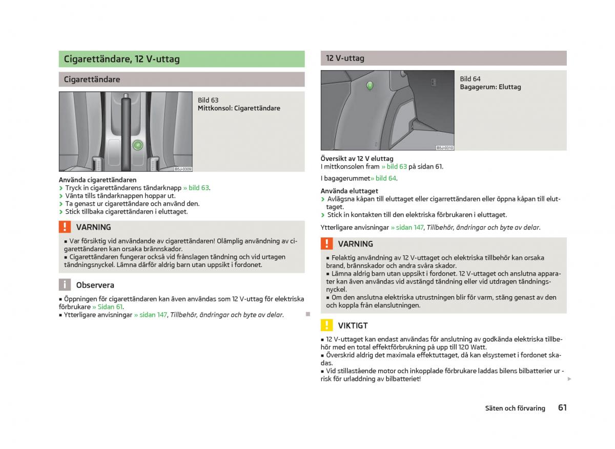 Skoda Fabia II 2 instruktionsbok / page 63