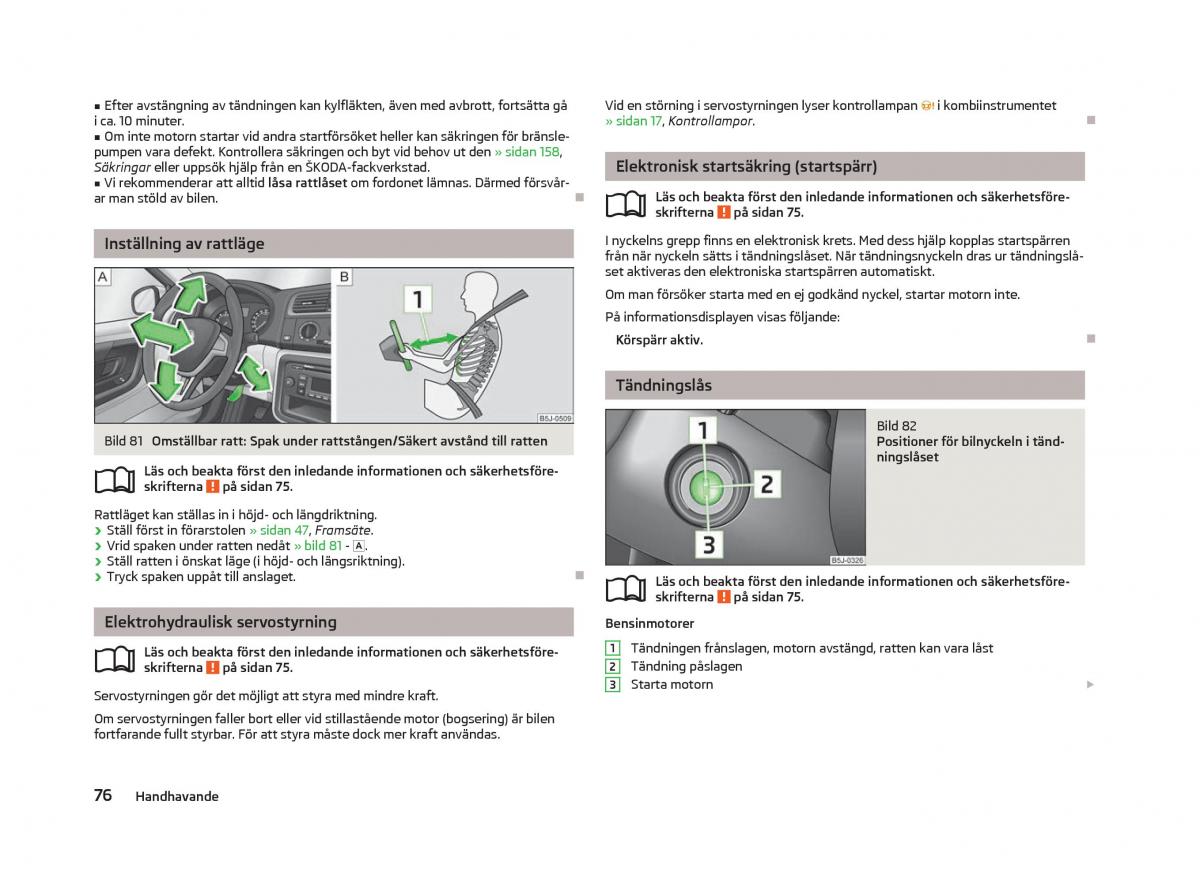 Skoda Fabia II 2 instruktionsbok / page 78