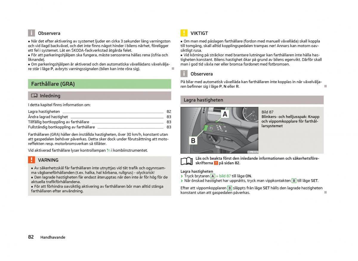 Skoda Fabia II 2 instruktionsbok / page 84