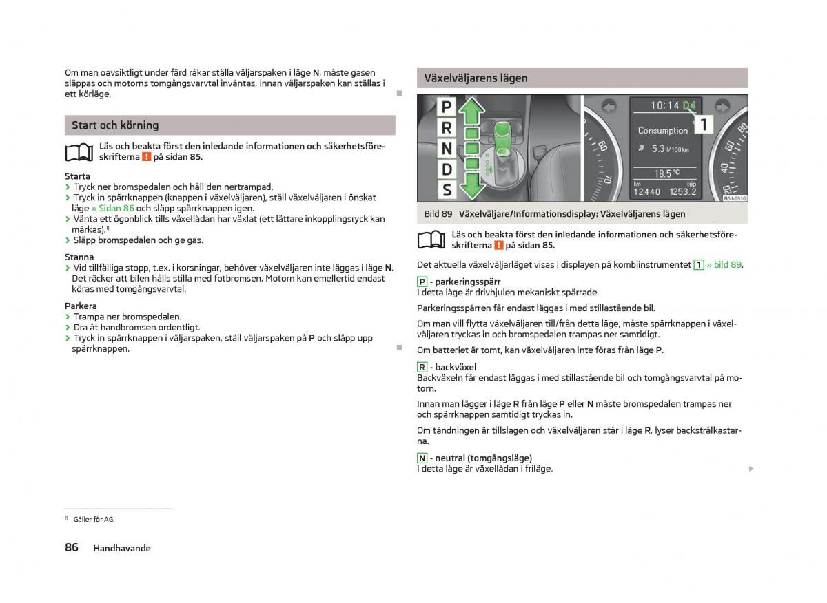 Skoda Fabia II 2 instruktionsbok / page 88