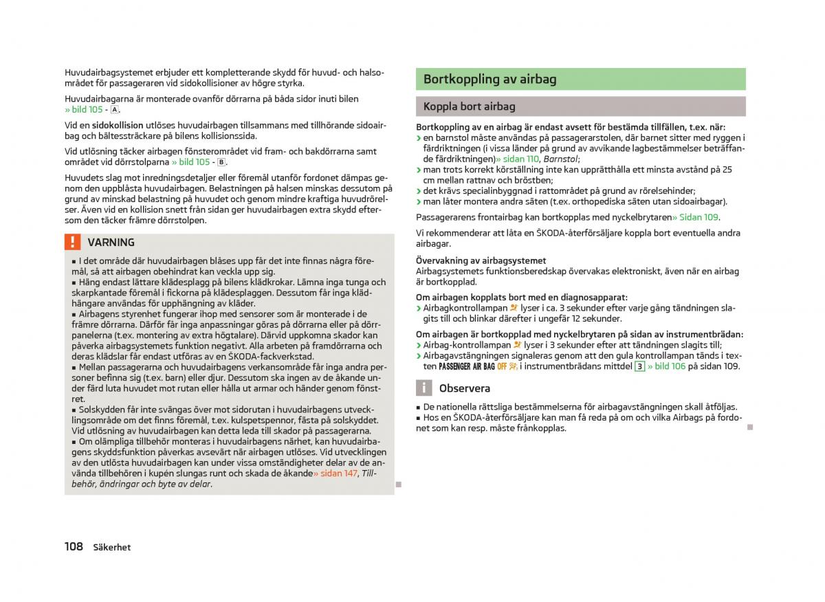 Skoda Fabia II 2 instruktionsbok / page 110