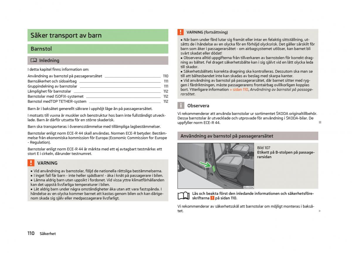 Skoda Fabia II 2 instruktionsbok / page 112