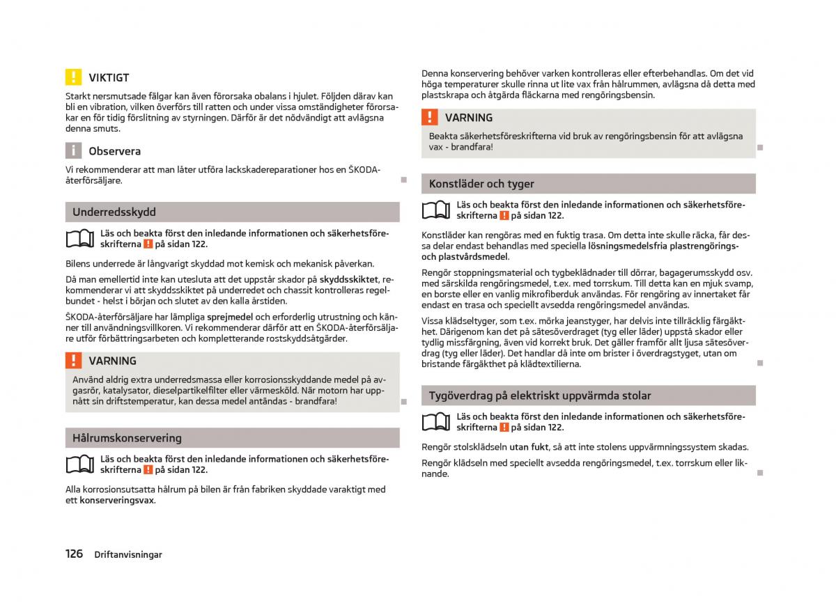 Skoda Fabia II 2 instruktionsbok / page 128