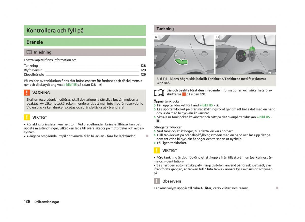 Skoda Fabia II 2 instruktionsbok / page 130