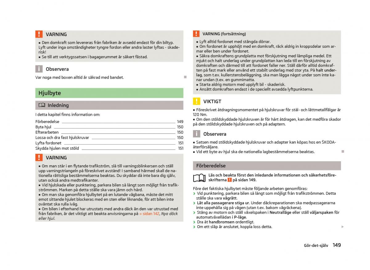 Skoda Fabia II 2 instruktionsbok / page 151