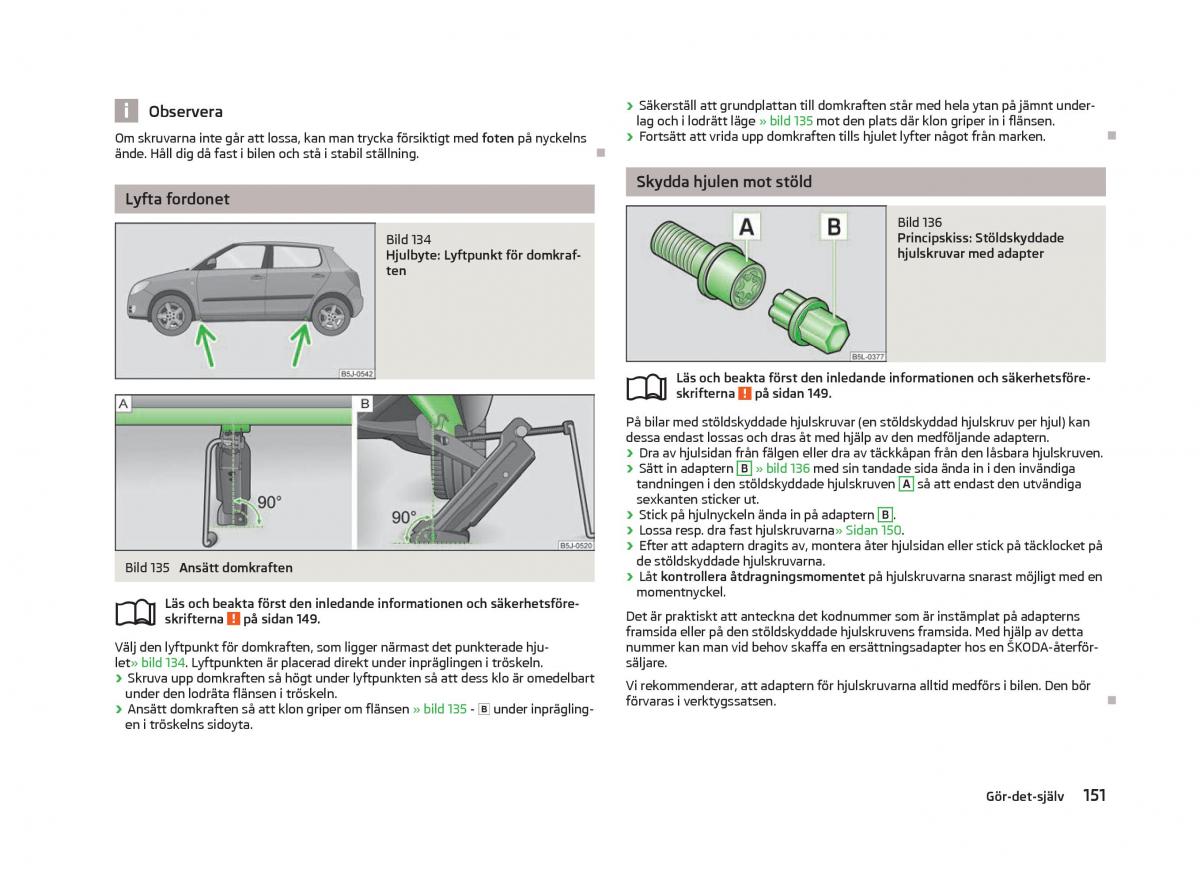 Skoda Fabia II 2 instruktionsbok / page 153