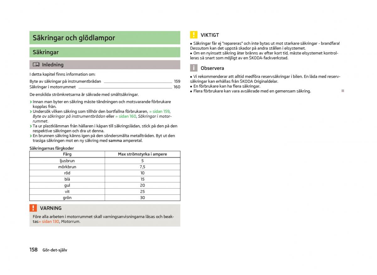 Skoda Fabia II 2 instruktionsbok / page 160