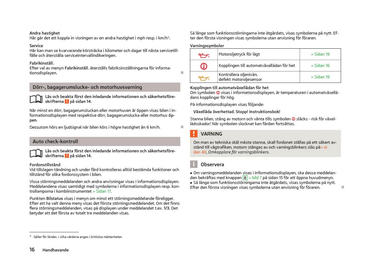 Skoda Fabia II 2 instruktionsbok / page 18