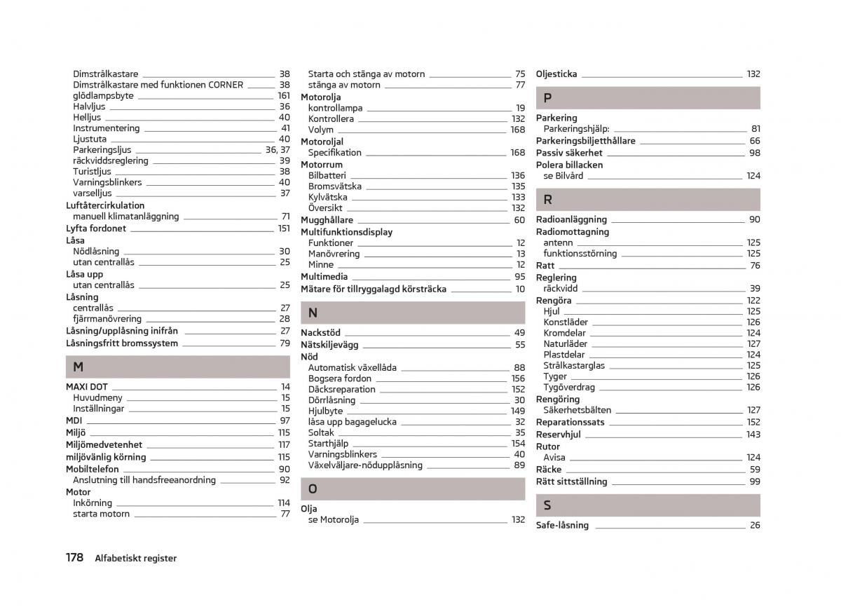 Skoda Fabia II 2 instruktionsbok / page 180