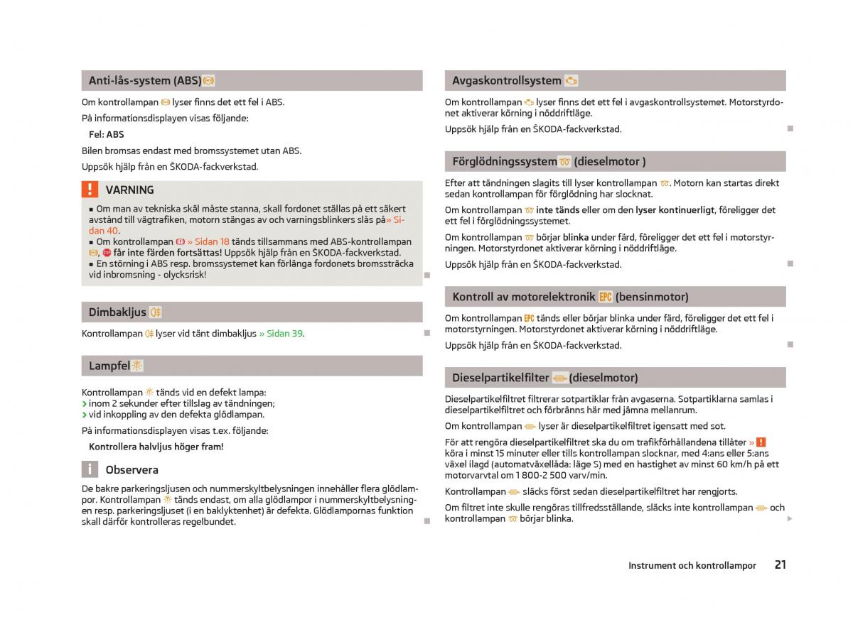 Skoda Fabia II 2 instruktionsbok / page 23