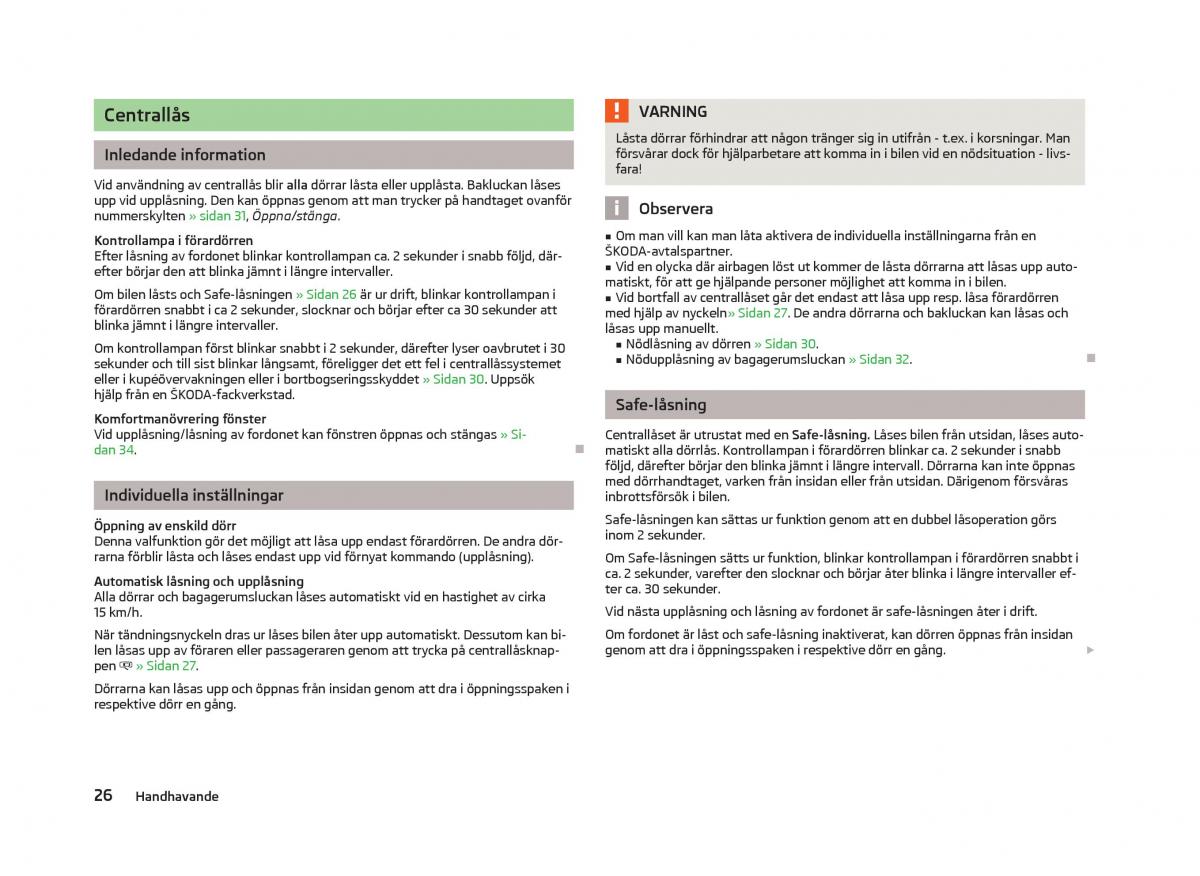 Skoda Fabia II 2 instruktionsbok / page 28