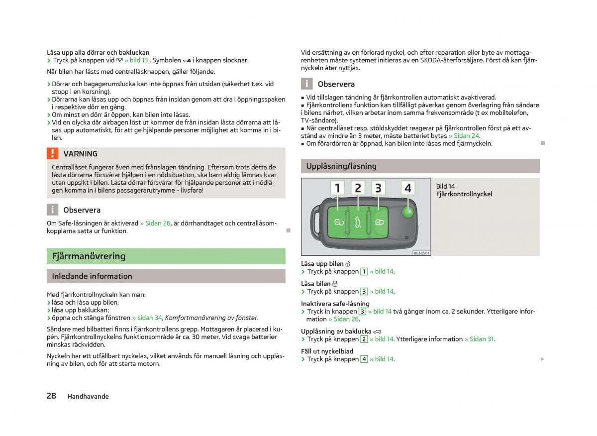 Skoda Fabia II 2 instruktionsbok / page 30