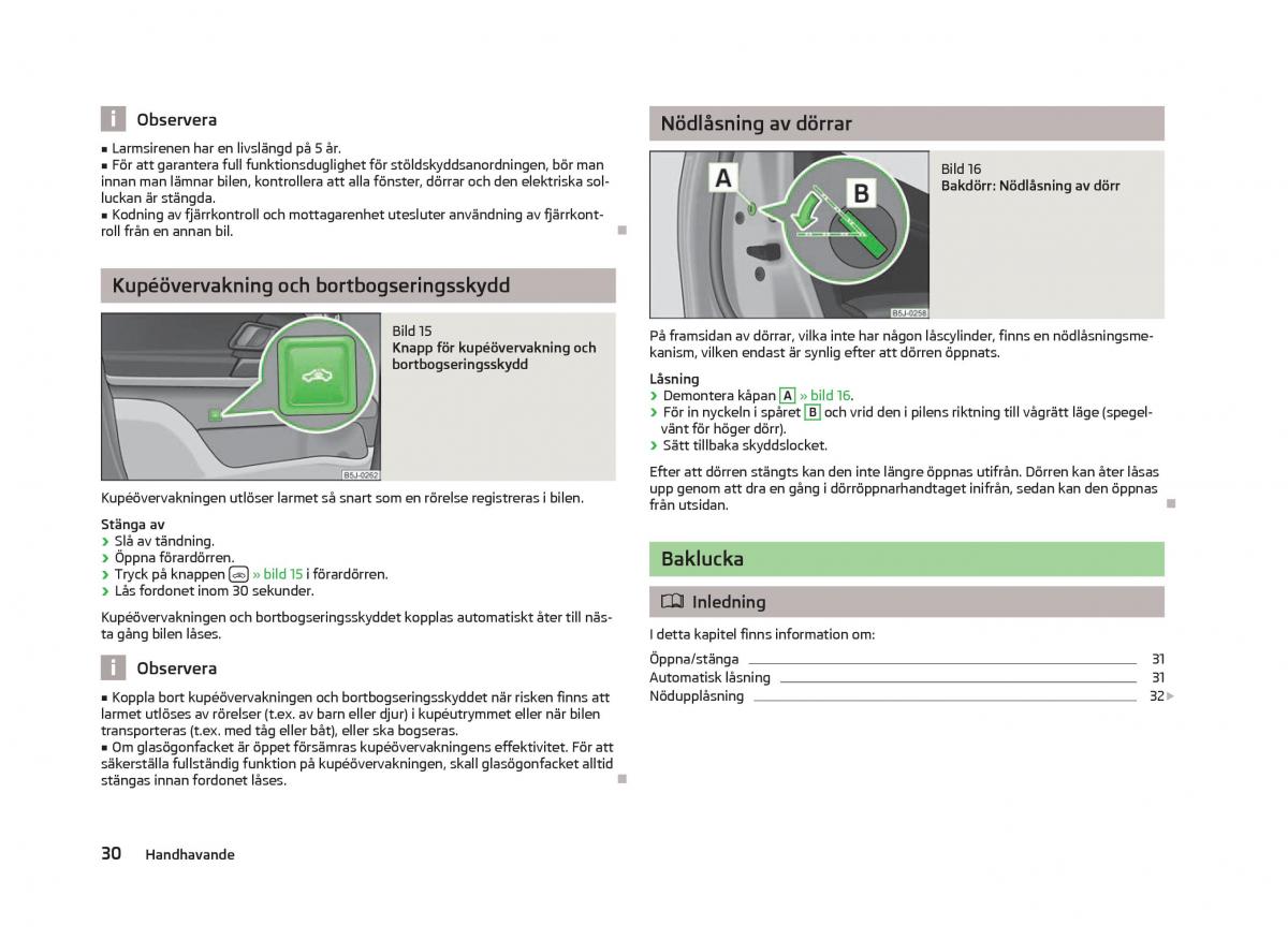 Skoda Fabia II 2 instruktionsbok / page 32