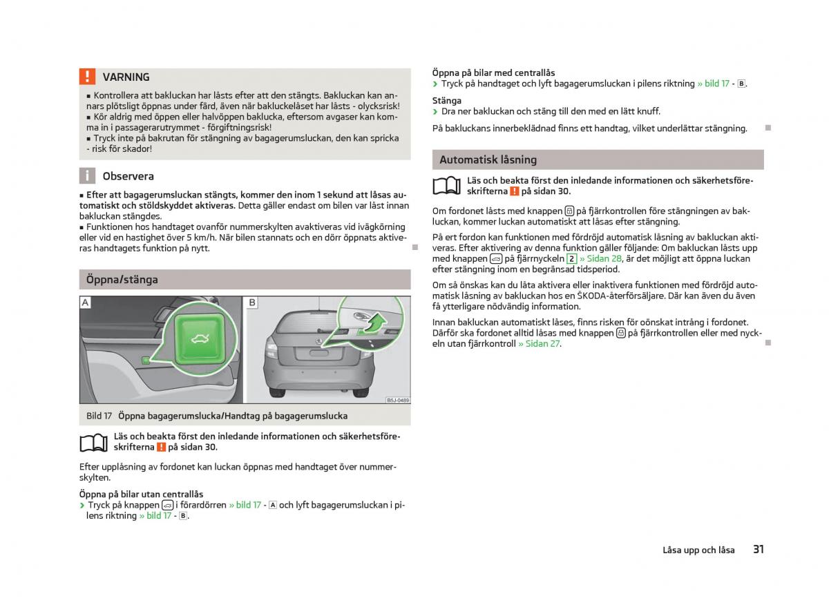 Skoda Fabia II 2 instruktionsbok / page 33