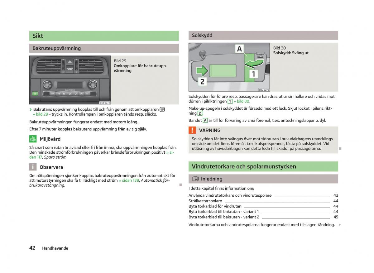 Skoda Fabia II 2 instruktionsbok / page 44