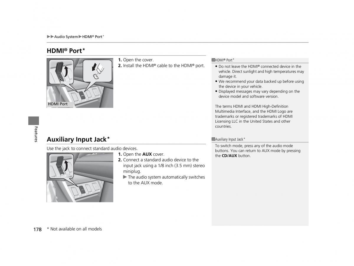 Honda HR V II 2 owners manual / page 179