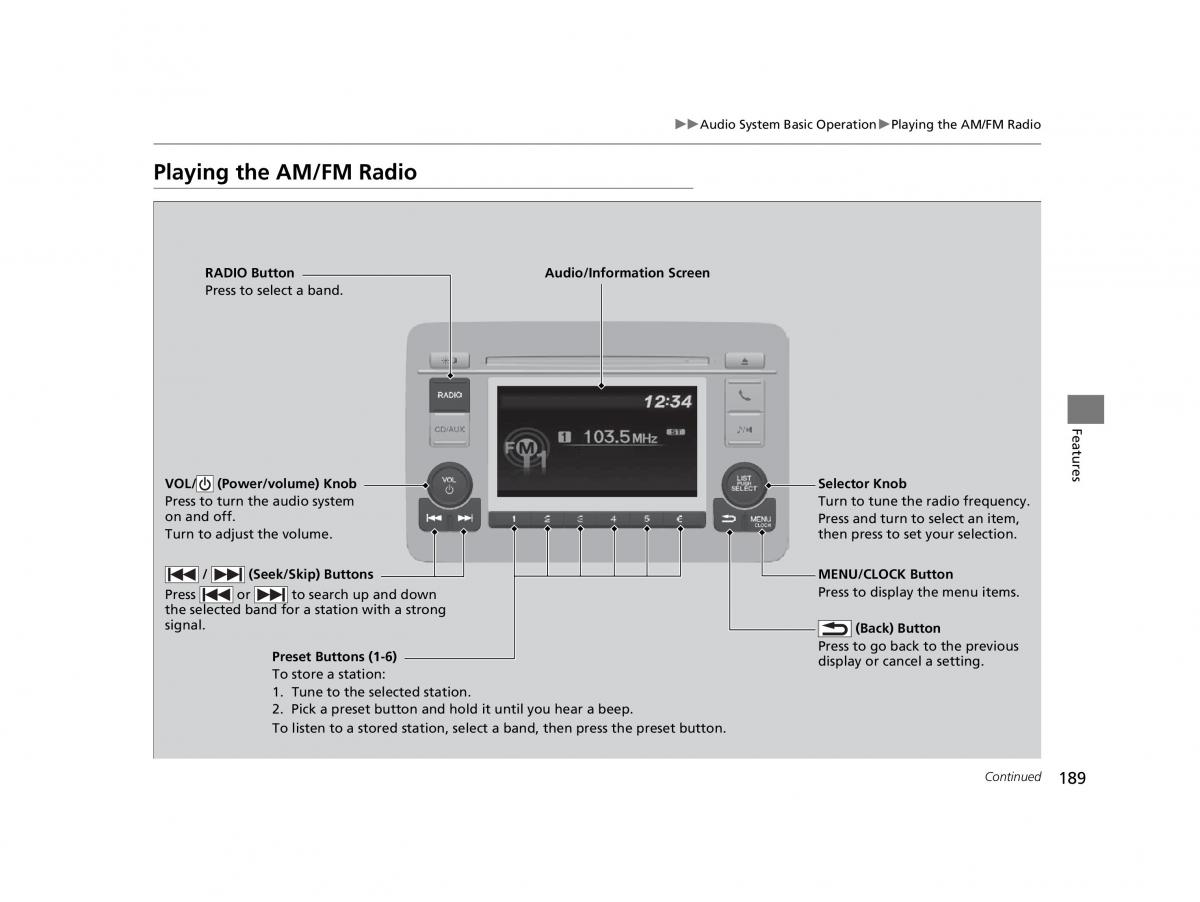 Honda HR V II 2 owners manual / page 190