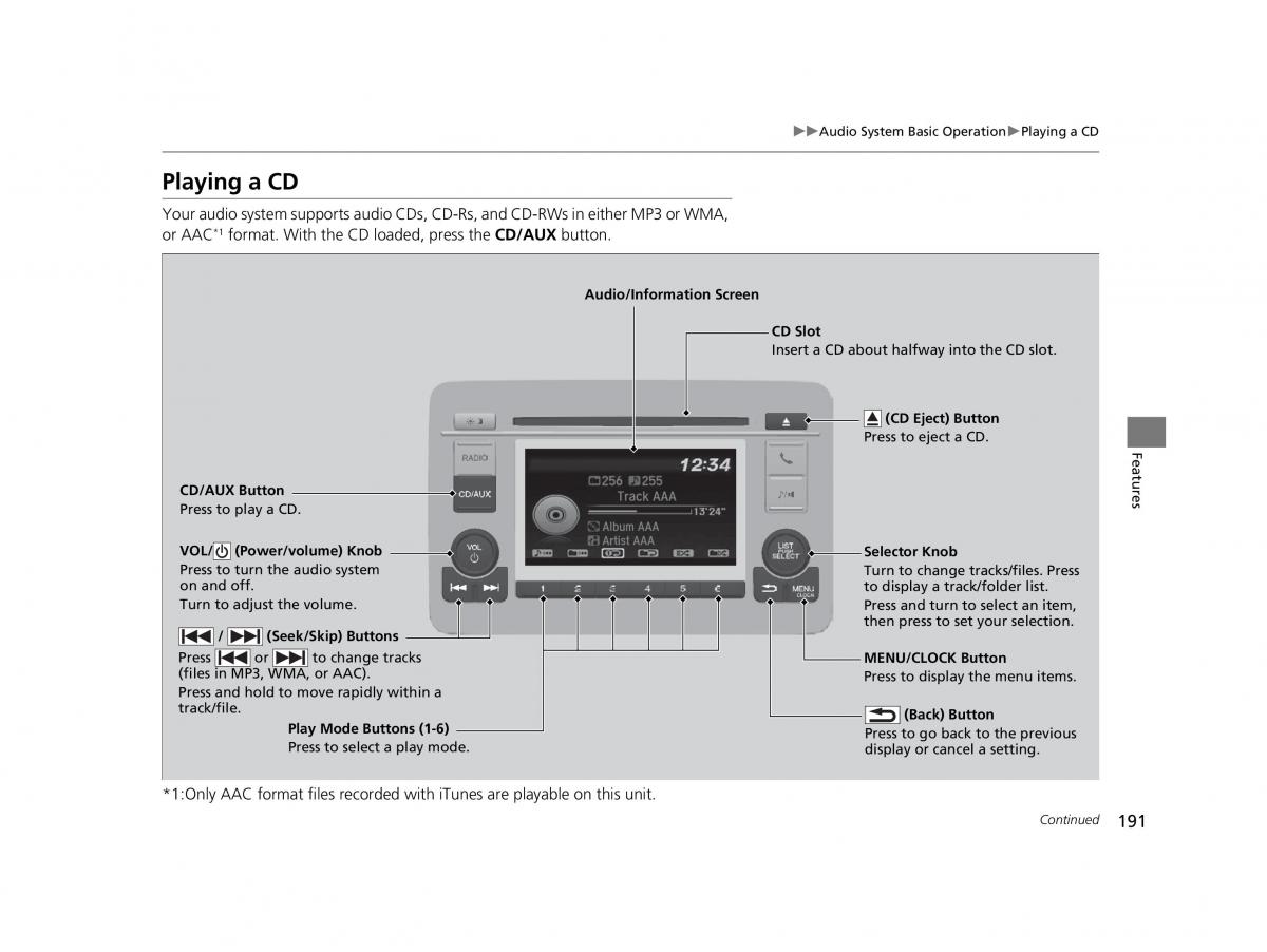 Honda HR V II 2 owners manual / page 192