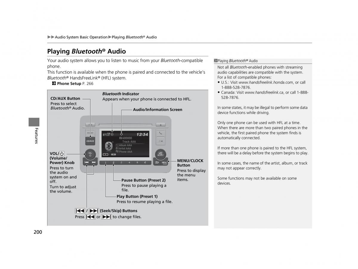 Honda HR V II 2 owners manual / page 201